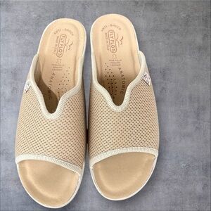 Fly Flot Mesh Open Leather Anti Shock Insole Slippers Women's 10.5 (41) Beige